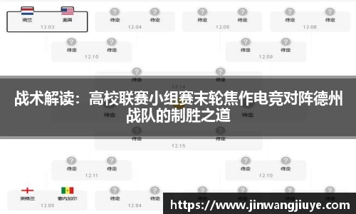 战术解读：高校联赛小组赛末轮焦作电竞对阵德州战队的制胜之道